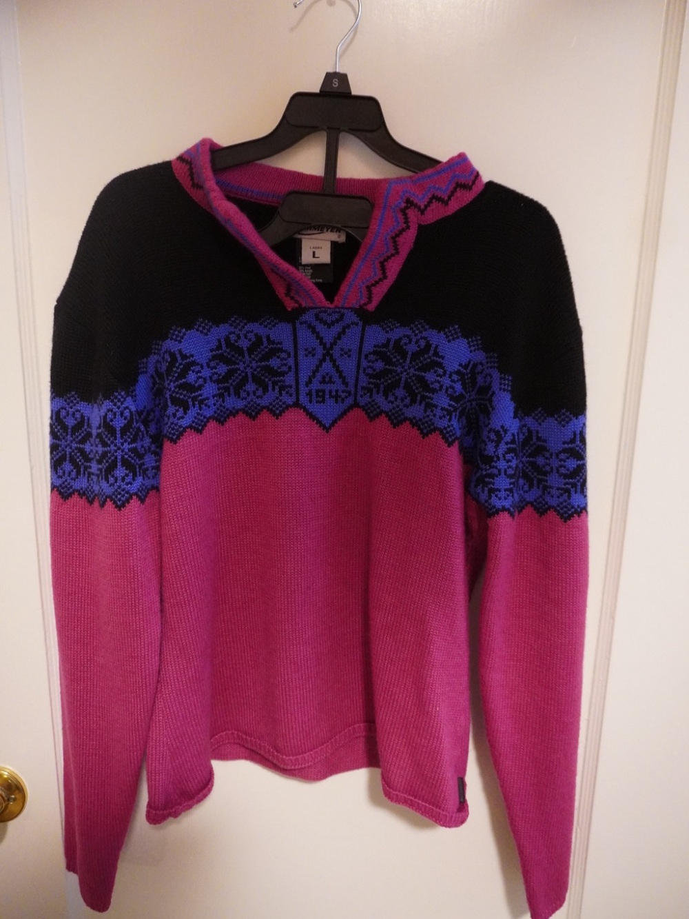 Obermeyer Magenta, Black & Royal Blue Knit Sweater